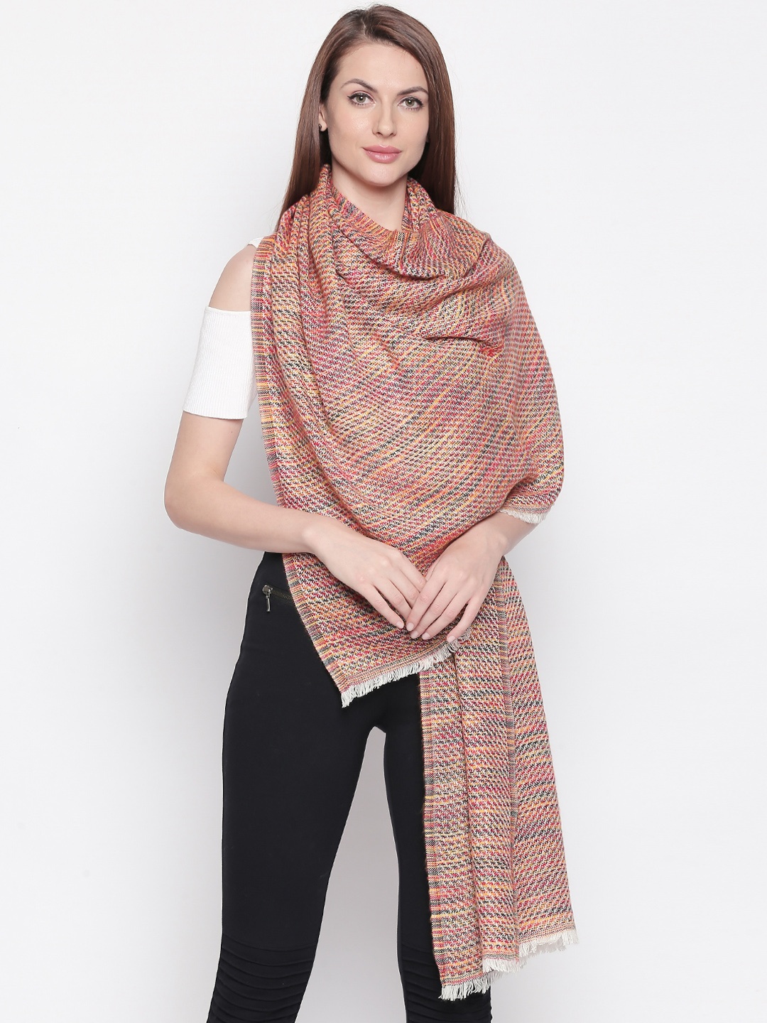 

Style Quotient Women Red & Yellow Striped Shawl