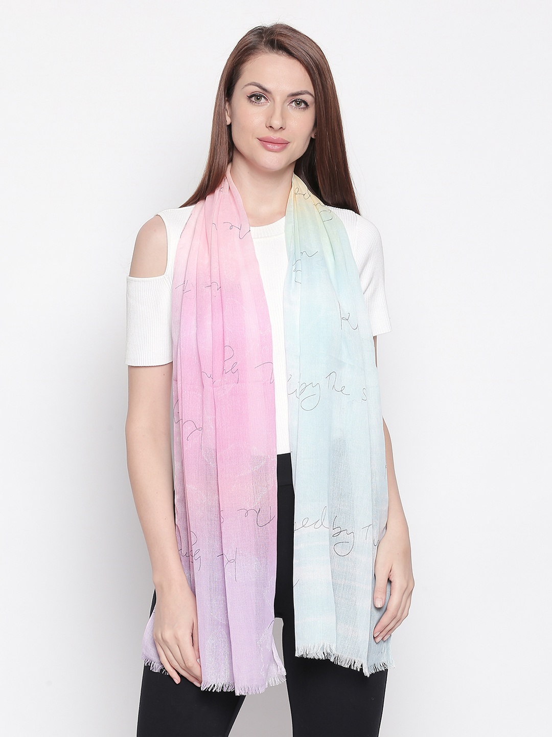 

Style Quotient Women Pink & Blue Printed Stole