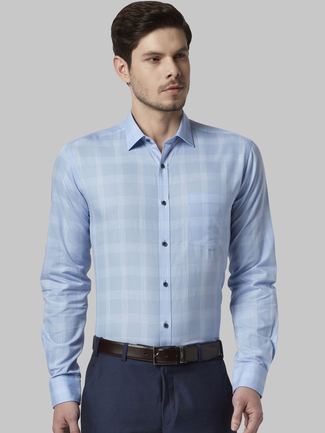 

Park Avenue Men Blue Slim Fit Checked Formal Shirt
