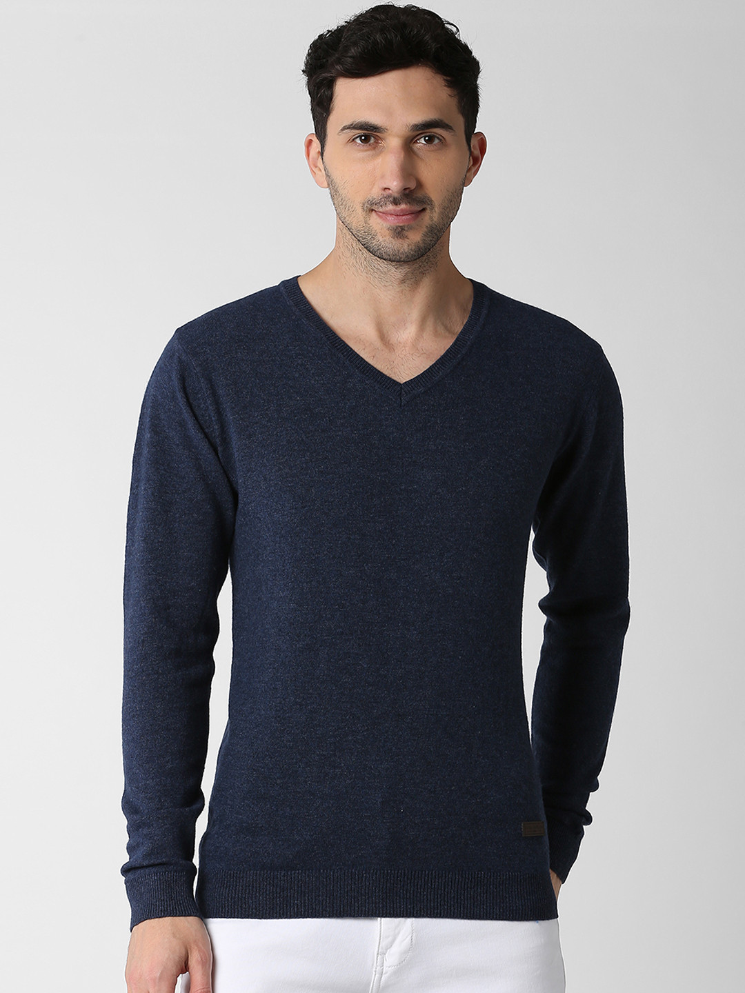 

Peter England Casuals Men Navy Blue Solid Pullover Sweater