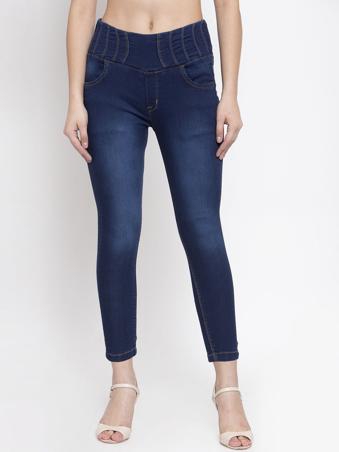 

Devis Women Navy Blue Solid Denim Skinny Fit Jeggings
