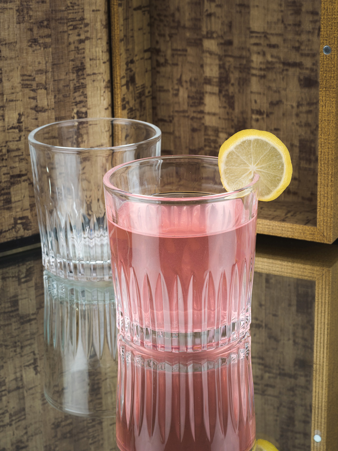 

GOODHOMES Transparent 200 ml 6-Pieces Striped Glass Set