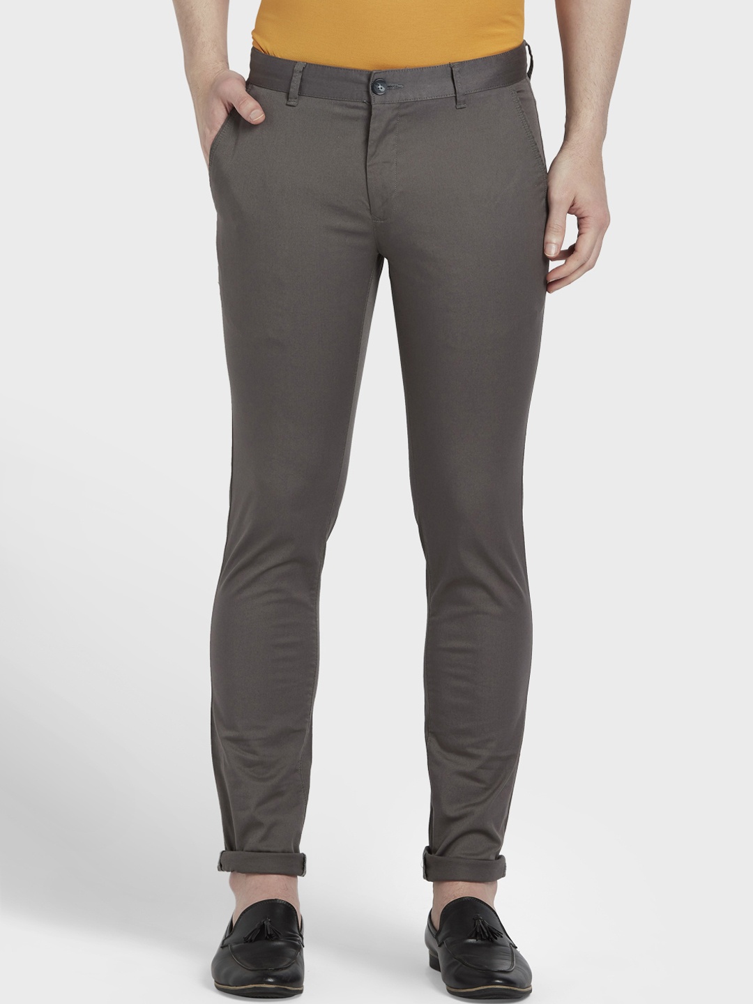 

ColorPlus Men Grey Solid Regular Trousers