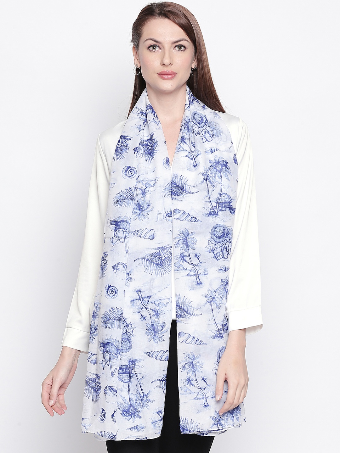 

Style Quotient Women Blue & White Printed Stole