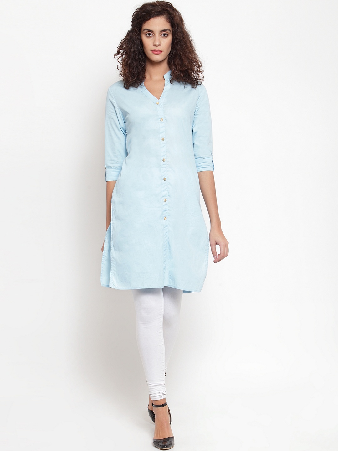 

WESTCLO Women Blue Solid Straight Kurta