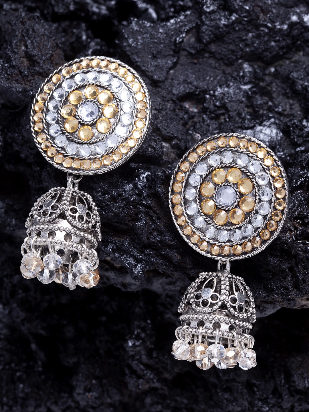 

Moedbuille German Silver Dome Shaped Handcrafted Jhumkas