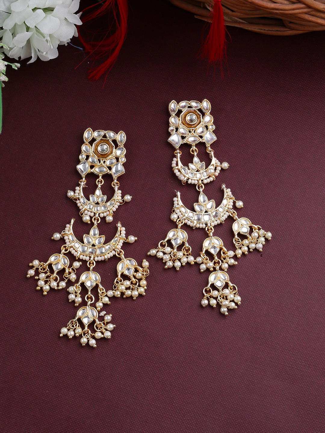 

Shoshaa Gold-Toned & White Gold Plated Classic Drop Earrings