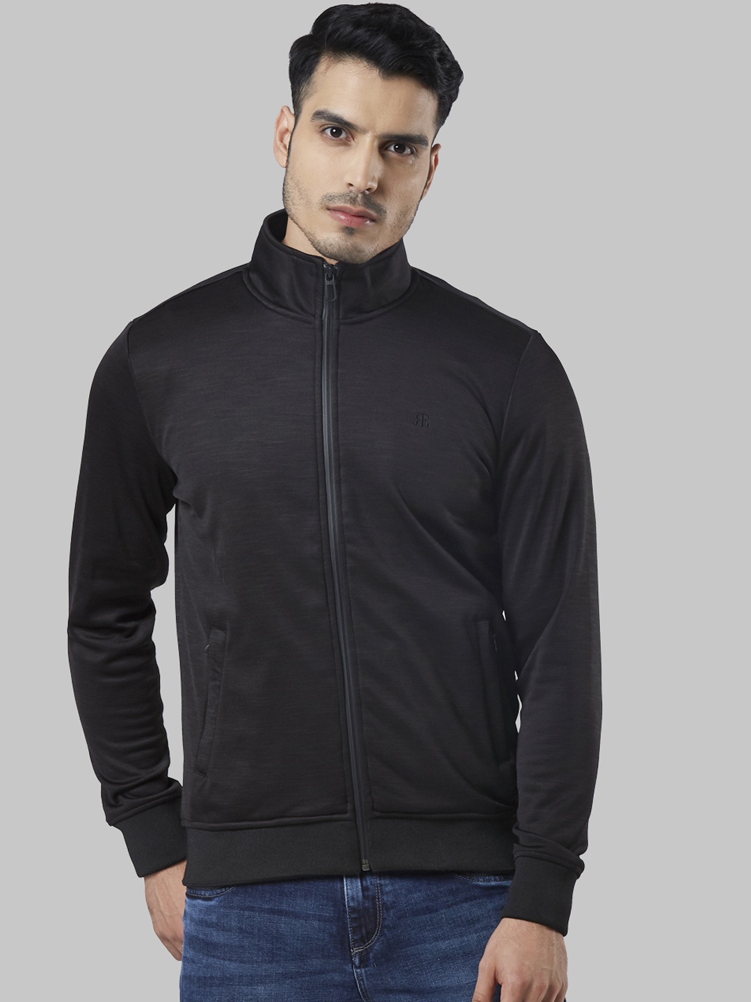 

Raymond Men Black Solid Sweatshirt