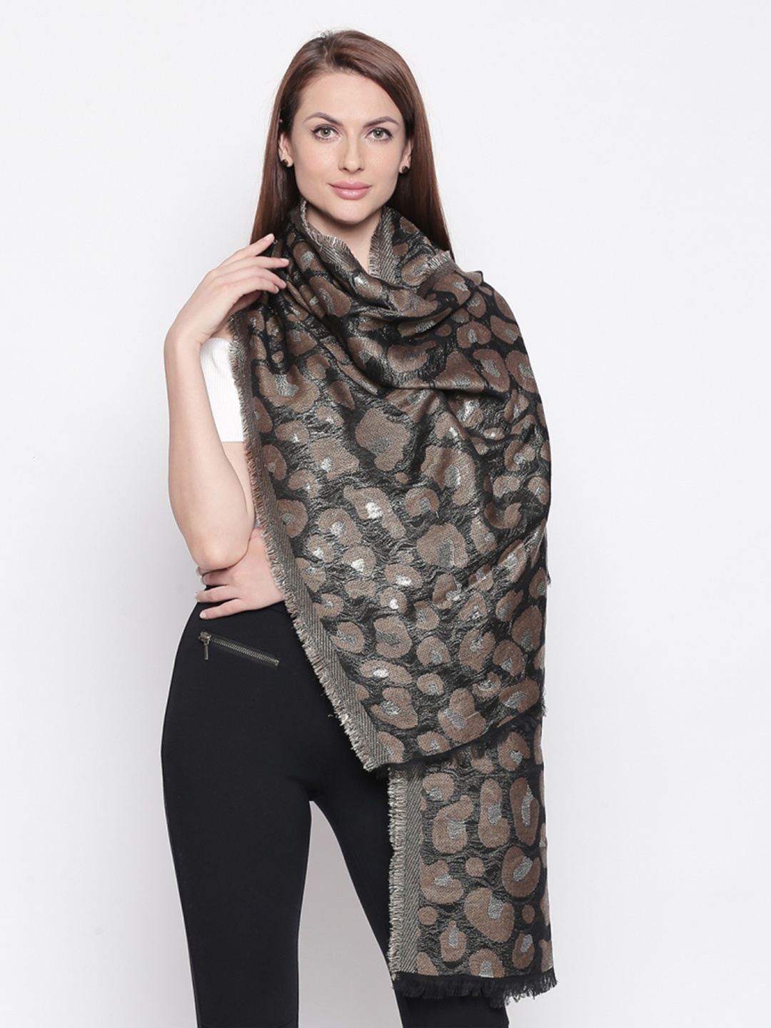 

Style Quotient Women Brown & Black Animal Printed Shawl