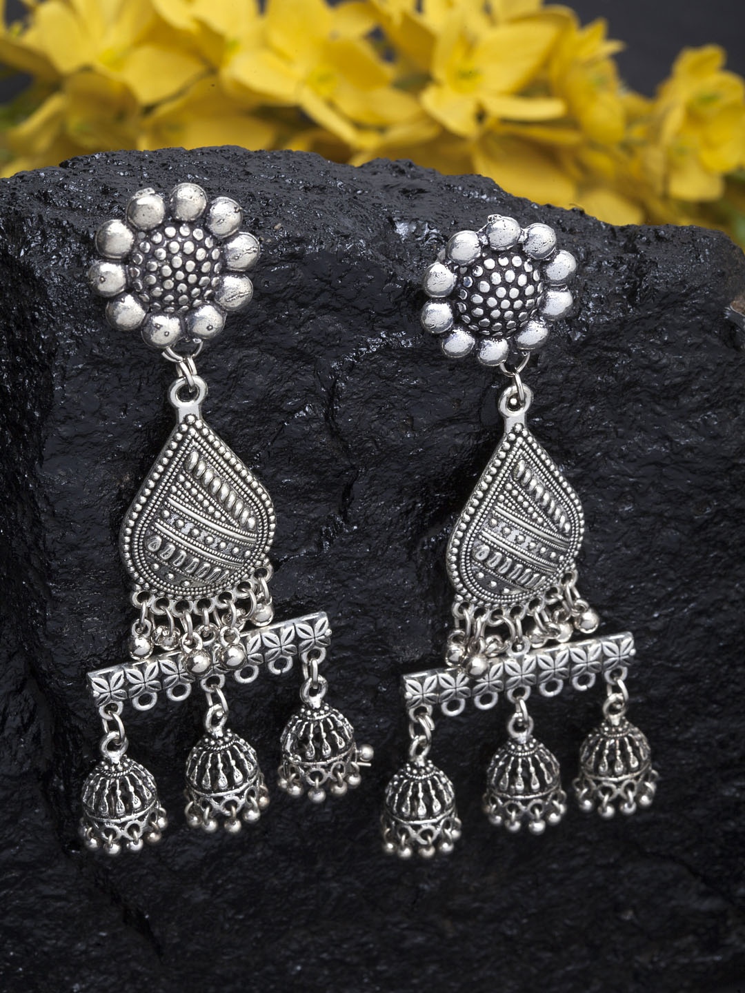 

Moedbuille Silver-Plated Handcrafted Classic Drop Earrings