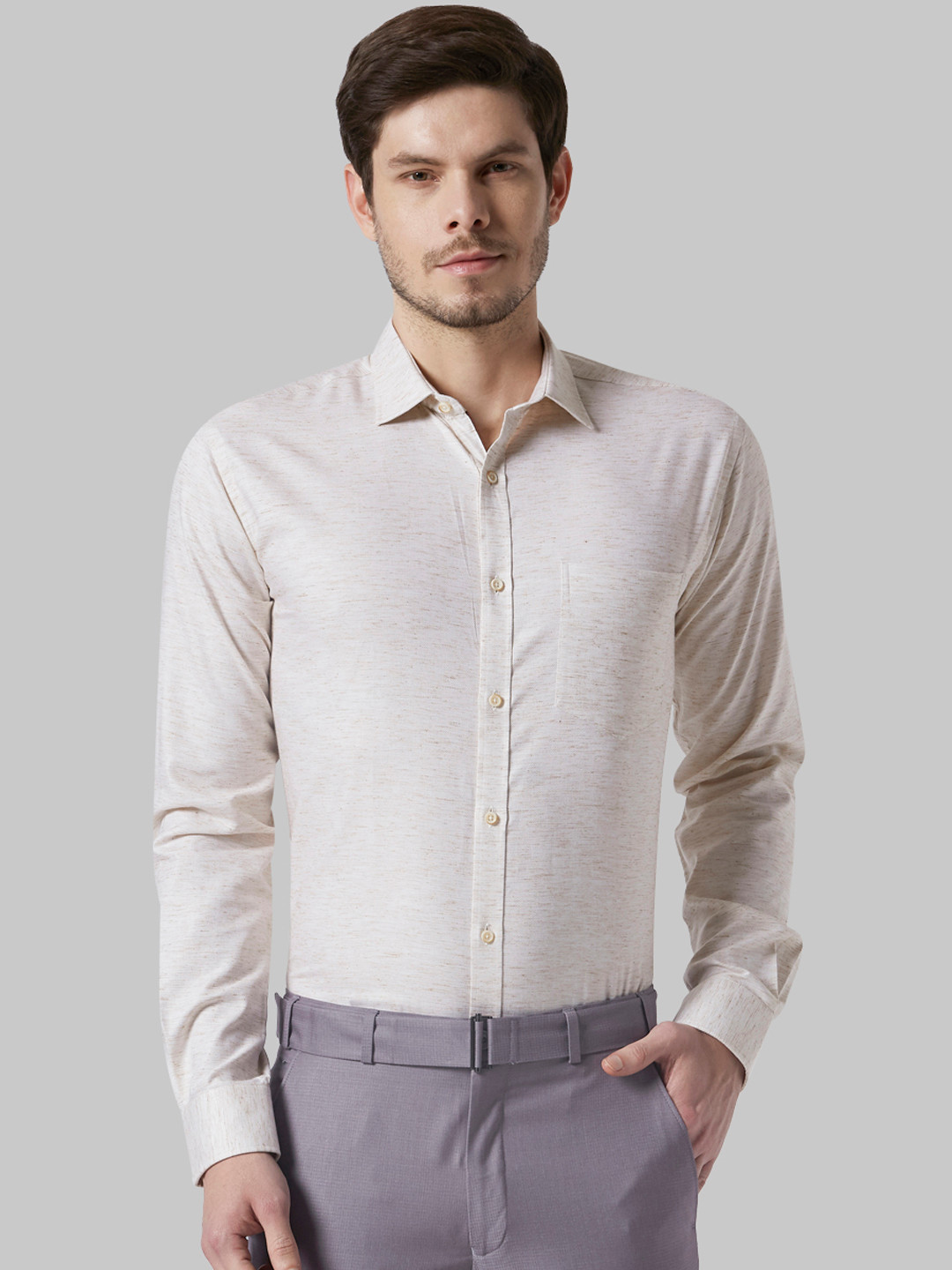 

Park Avenue Men Beige Slim Fit Solid Formal Shirt