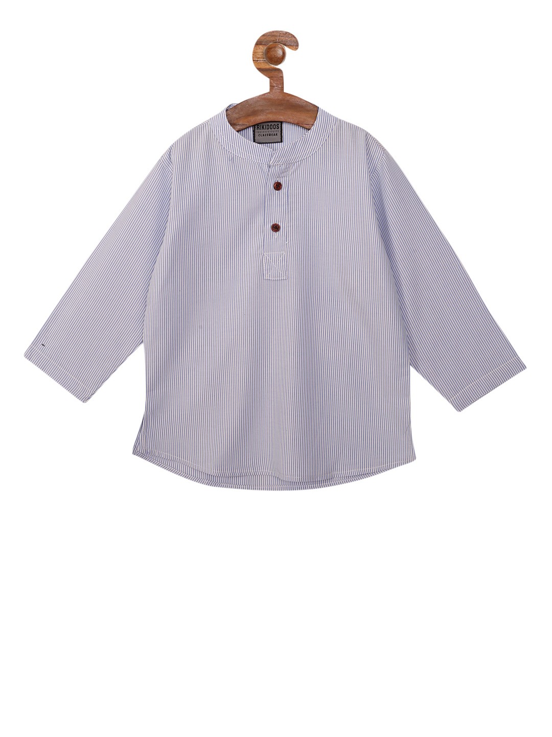 

RIKIDOOS Boys Blue & Off-White Striped Straight Kurta