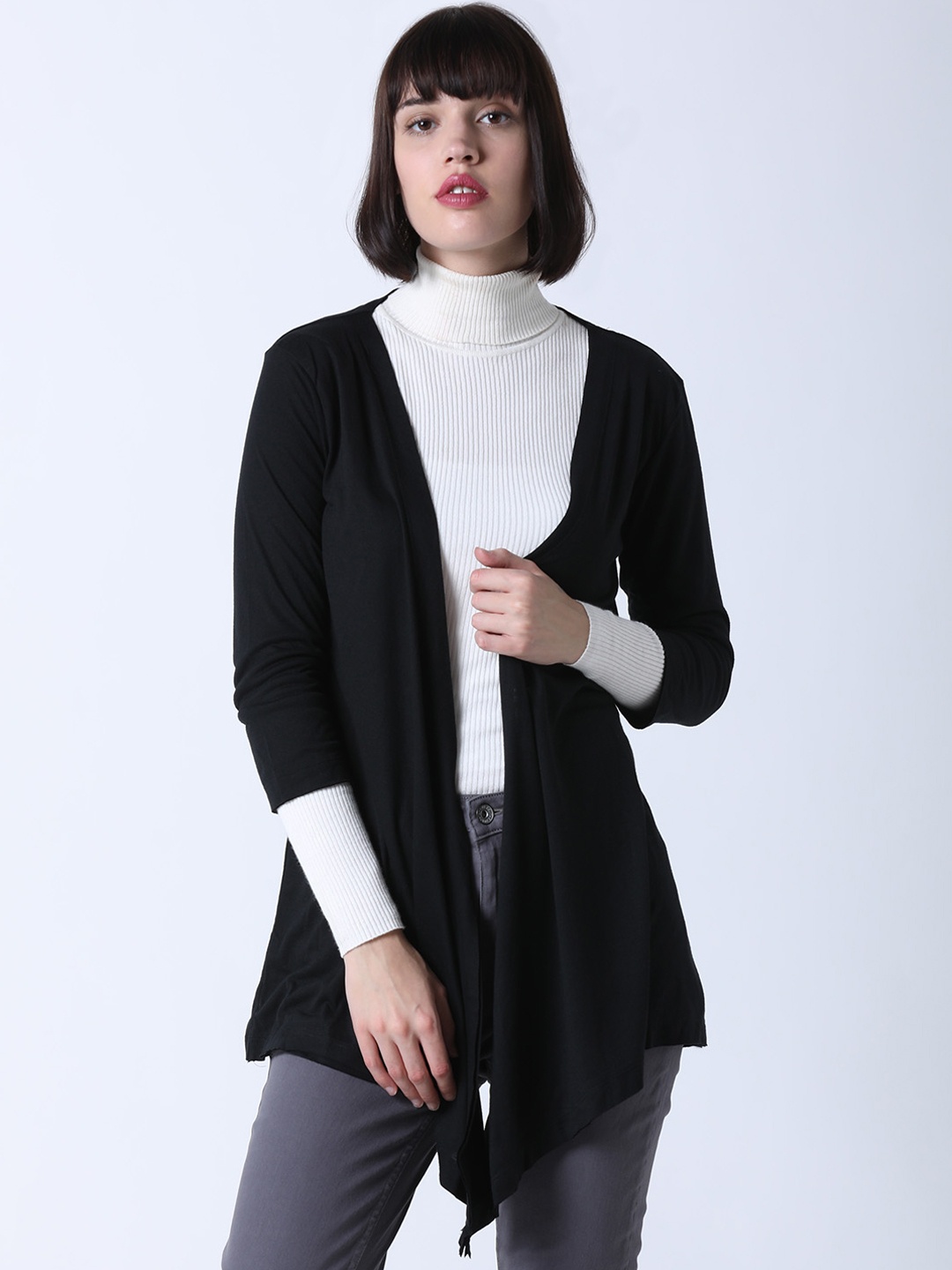

Huetrap Women Black Solid Shrug