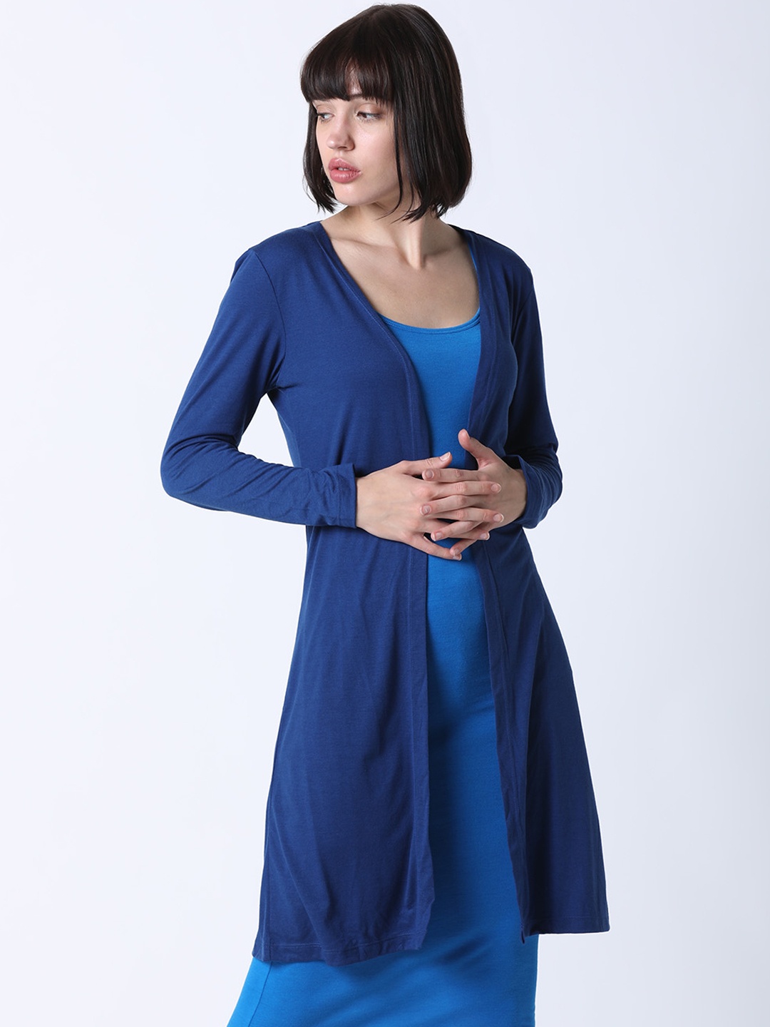 

Huetrap Women Blue Solid Open Front Shrug