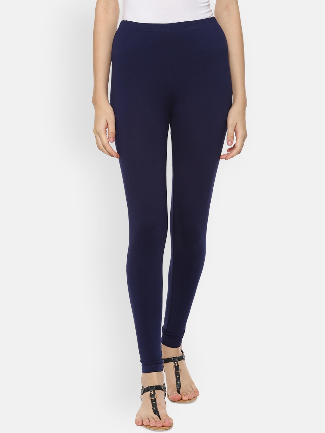 

Bitz Women Navy Blue Solid High-Rise Ankle-Length Leggings