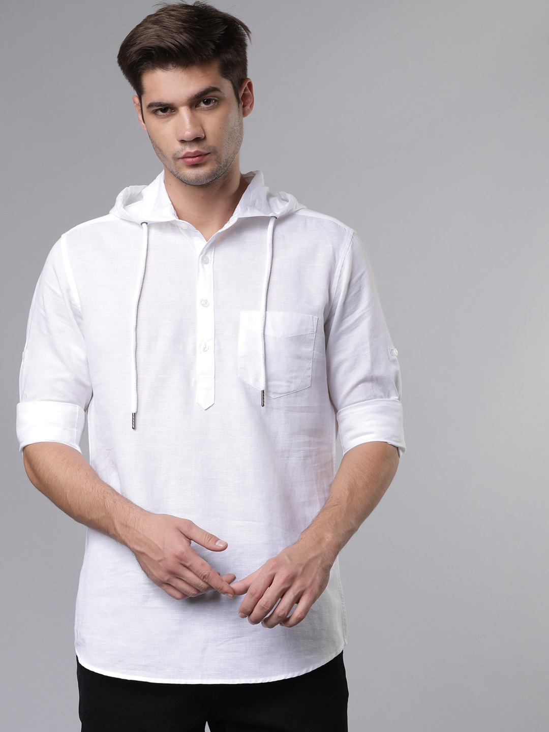 

HIGHLANDER Men White Slim Fit Solid Casual Shirt