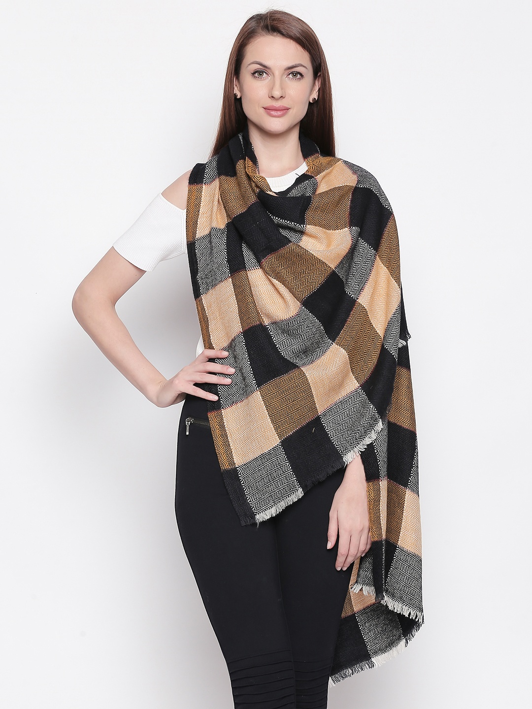 

Style Quotient Women Yellow & Black Checked Shawl