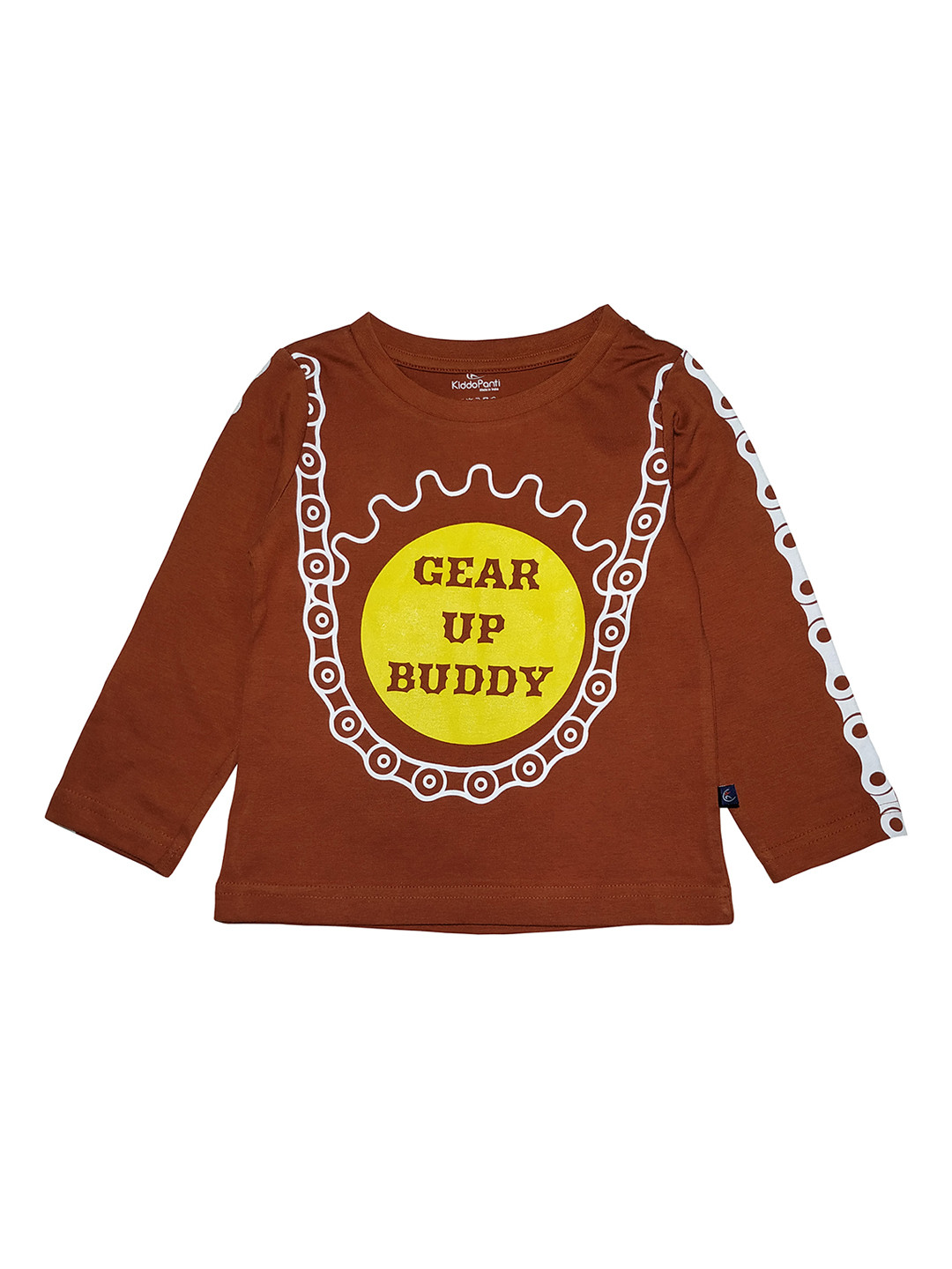 

KiddoPanti Boys Brown Printed Round Neck Pure Cotton T-shirt