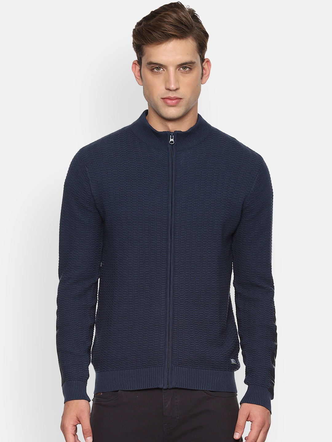 

Allen Solly Sport Men Navy Blue Self Design Pullover Sweater