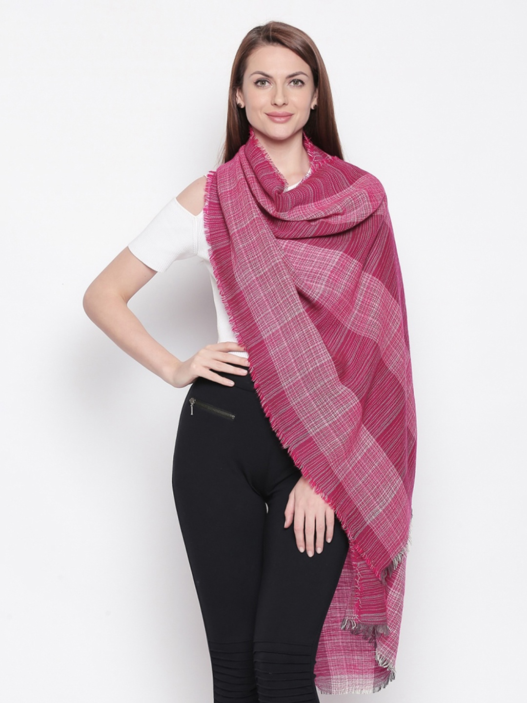 

Style Quotient Women Pink & Maroon Patterned Shawl