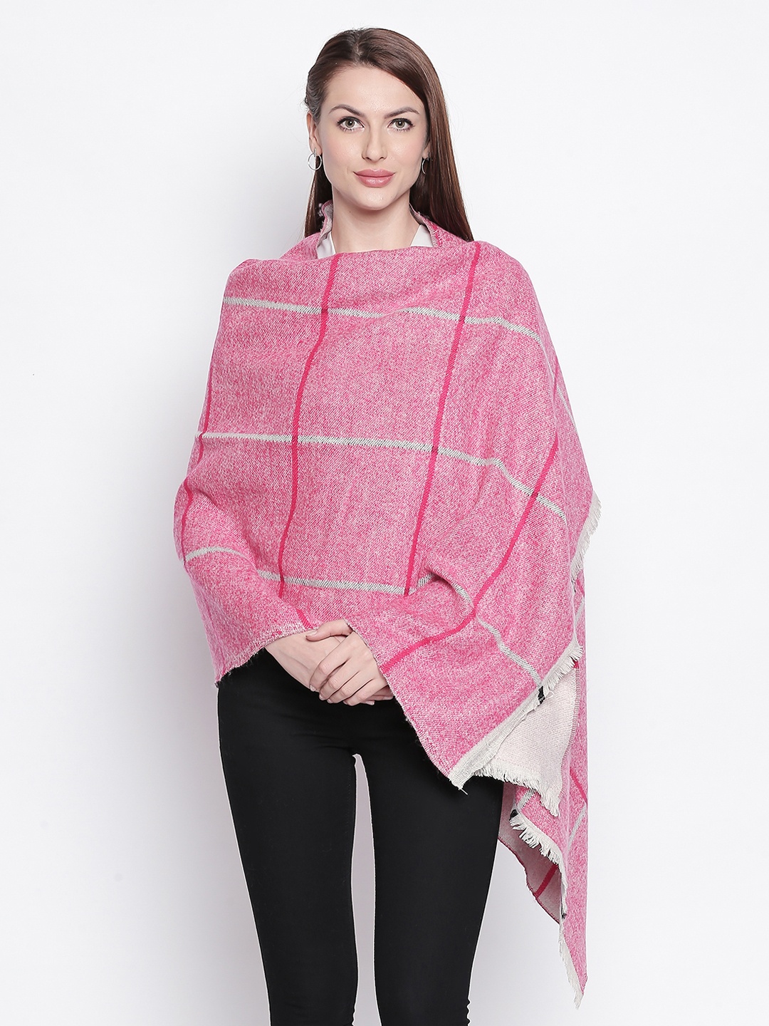 

Style Quotient Women Pink & White Checked Shawl