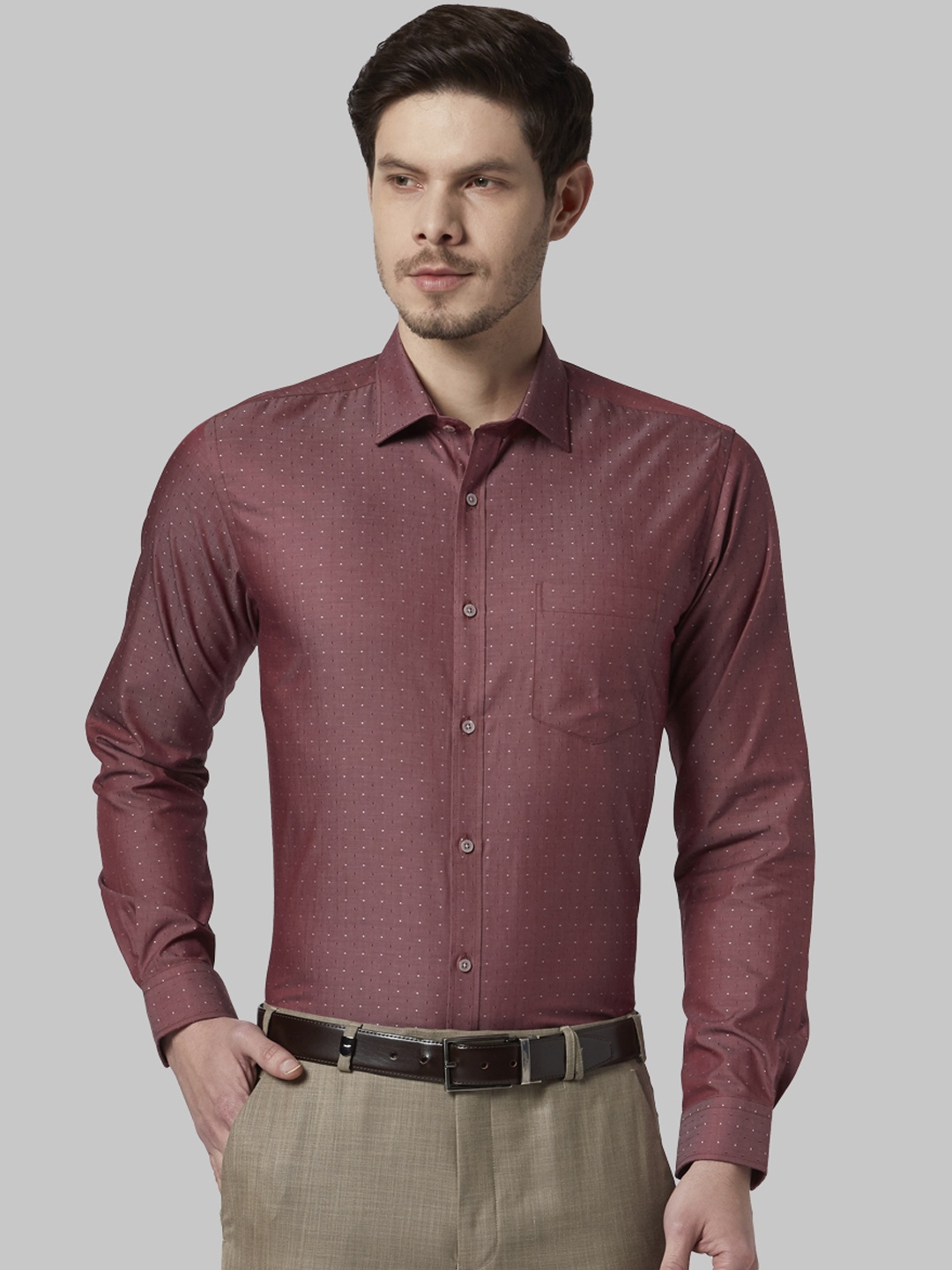 

Park Avenue Men Maroon Printed Slim Fit Formal Shirt