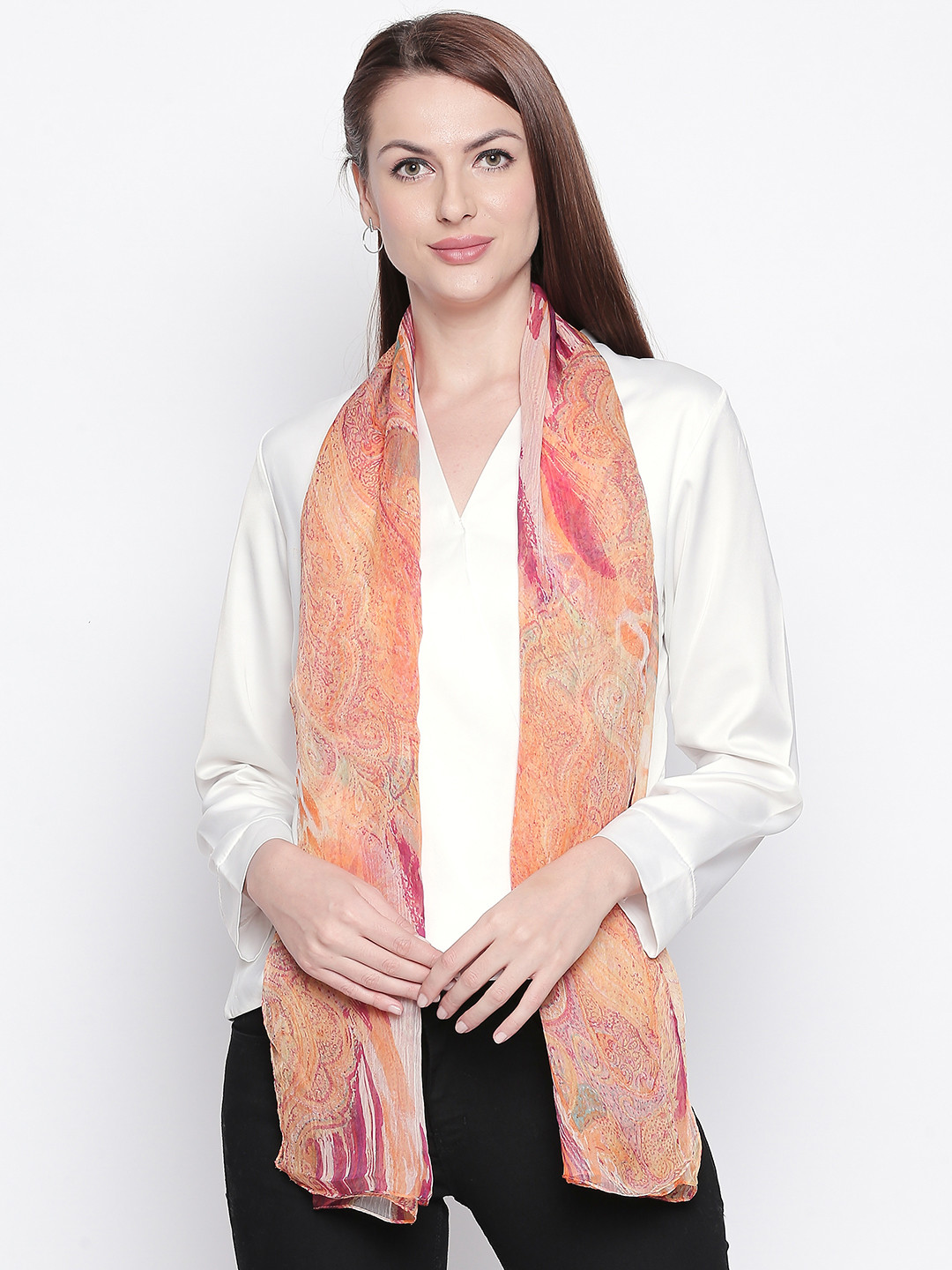 

Style Quotient Women Orange & Pink Printed Stole