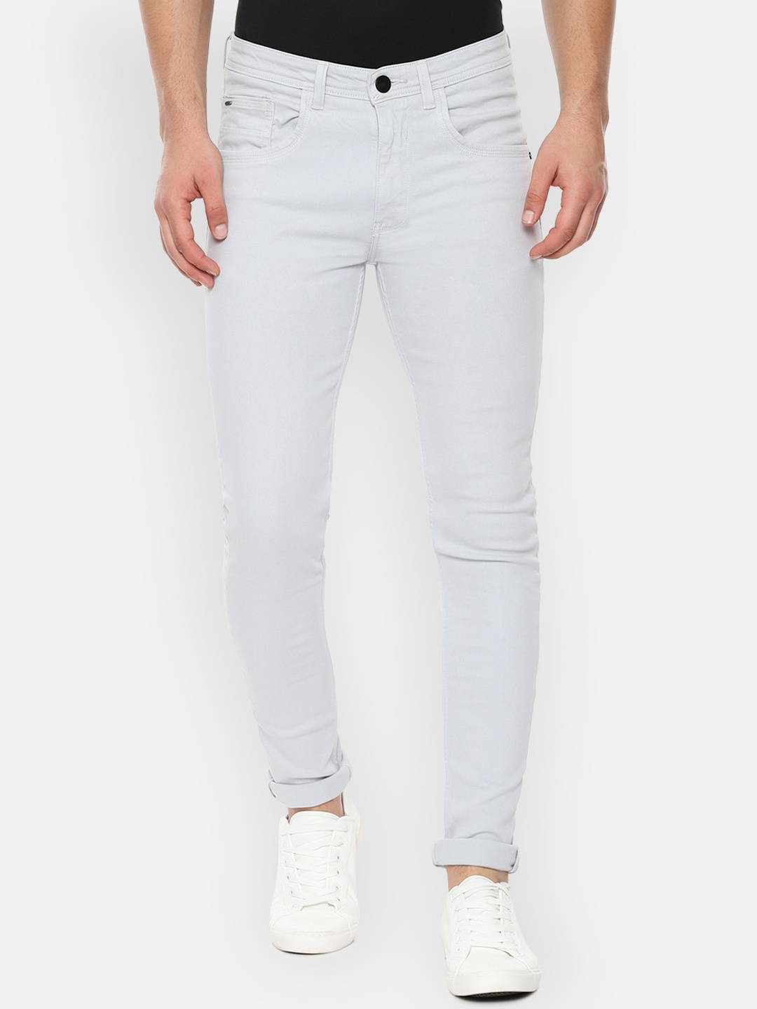 

V Dot Men Grey Skinny Fit Mid-Rise Clean Look Stretchable Jeans