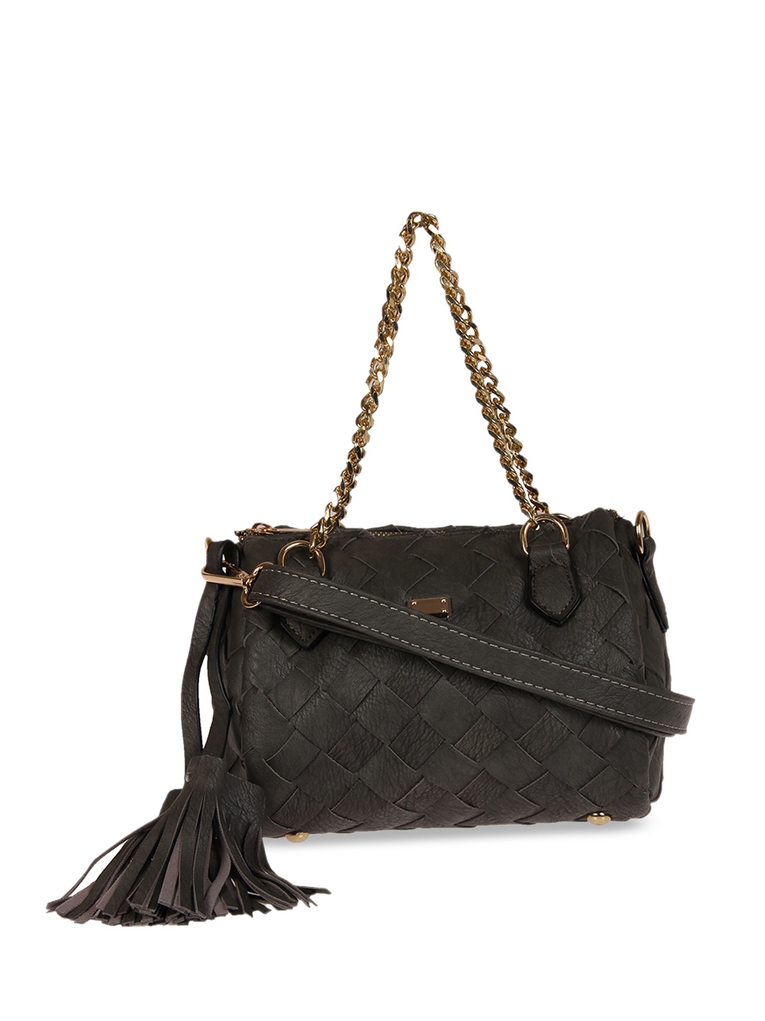

red pout Grey Self Design Handheld Bag