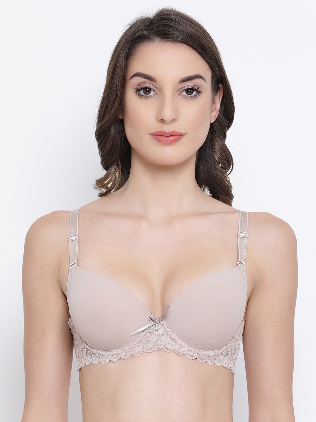 

Clovia Beige Solid Padded Wired Multiway Tshirt Bra BR1978P2434B