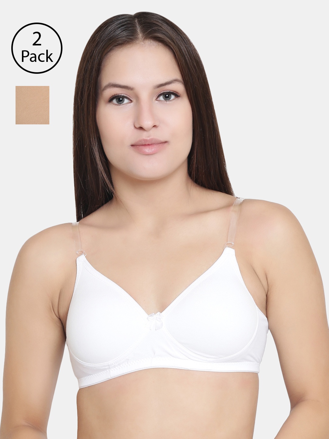 

Floret Pack of 2 Solid Non-Wired Lightly Padded T-shirt Bras F20560, White