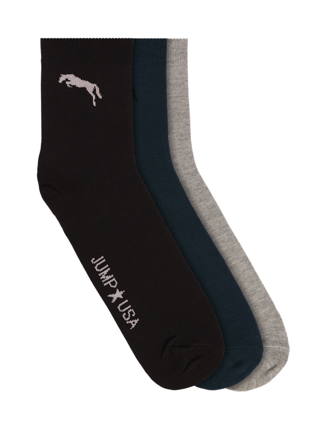 

JUMP USA Men Pack Of 3 Solid Above Ankle-Length Socks, Brown
