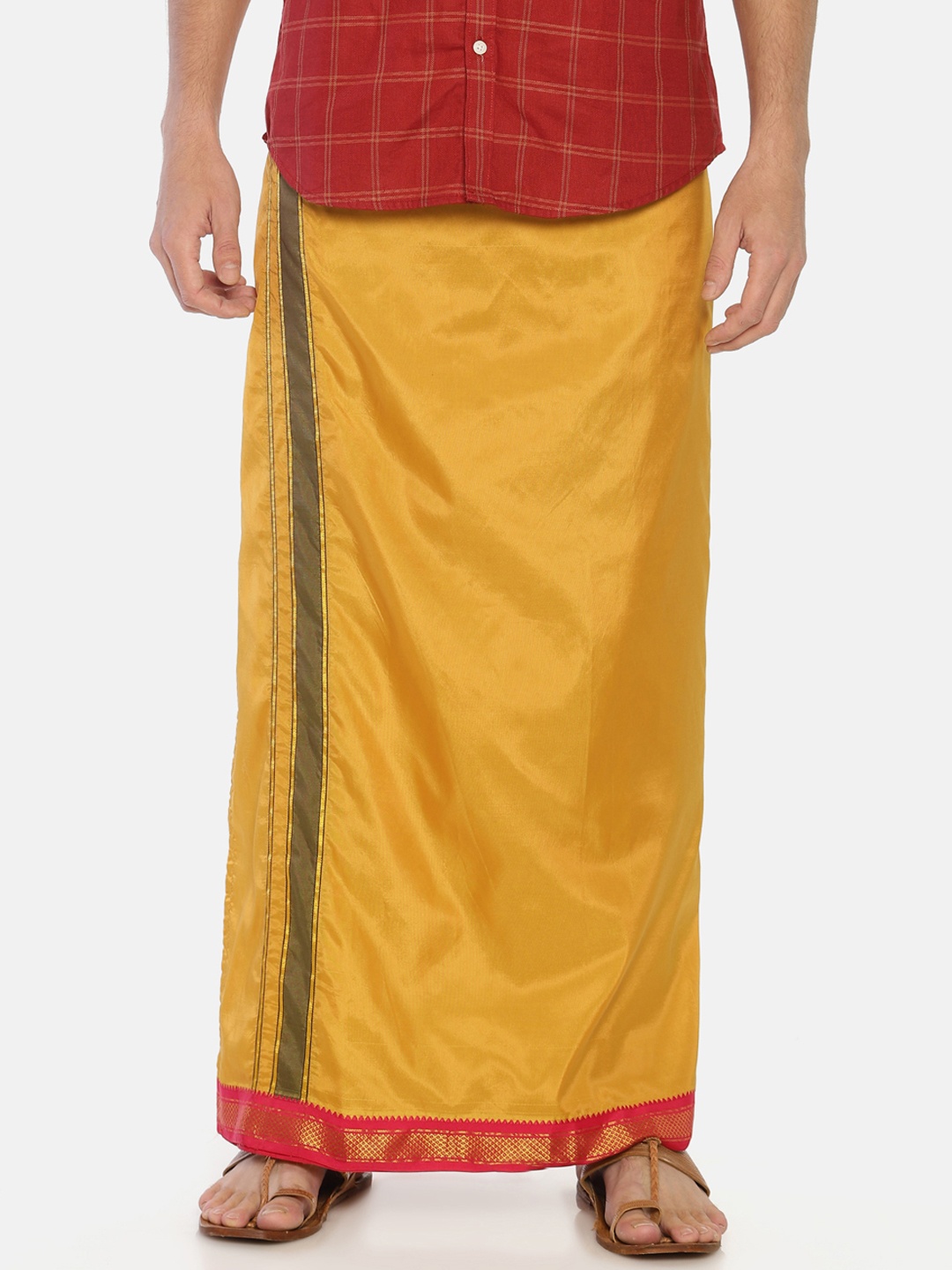 

Sethukrishna Men Mustard Orange Solid Readymade Dhoti