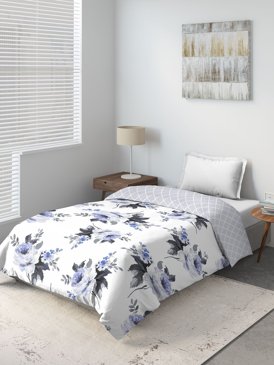 

DDecor White & Purple Floral Mild Winter 150 GSM Double Bed Comforter