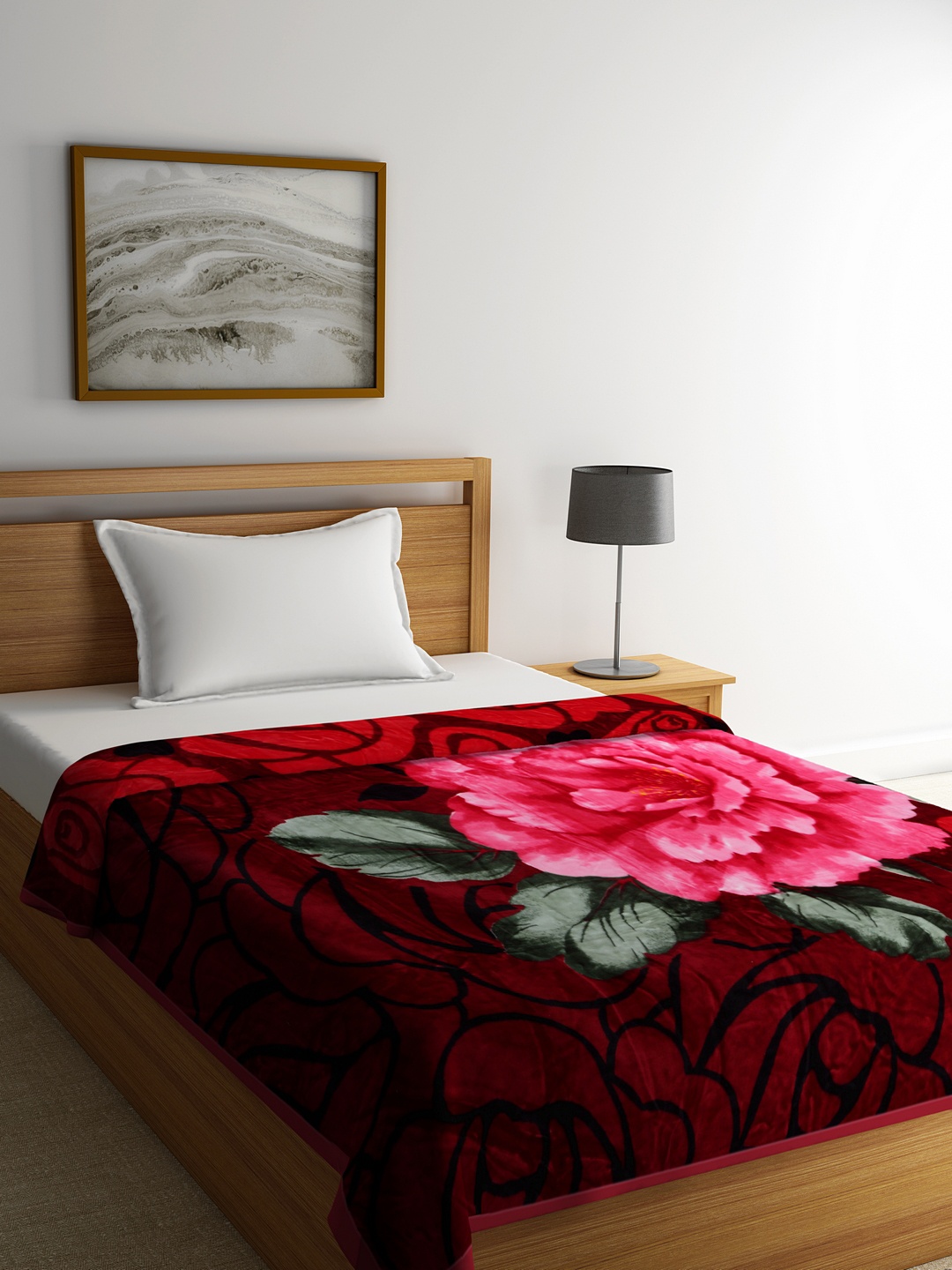 

BOMBAY DYEING Red Abstract Heavy Winter 600 GSM Single Bed Blanket