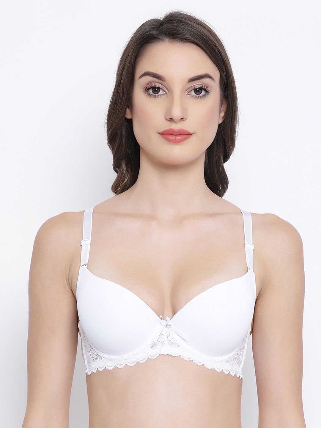 

Clovia White Solid Padded Wired Multiway Tshirt Bra BR1978P18