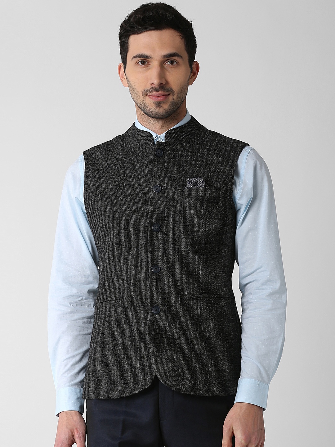 

Peter England Elite Men Black Solid Nehru Jacket
