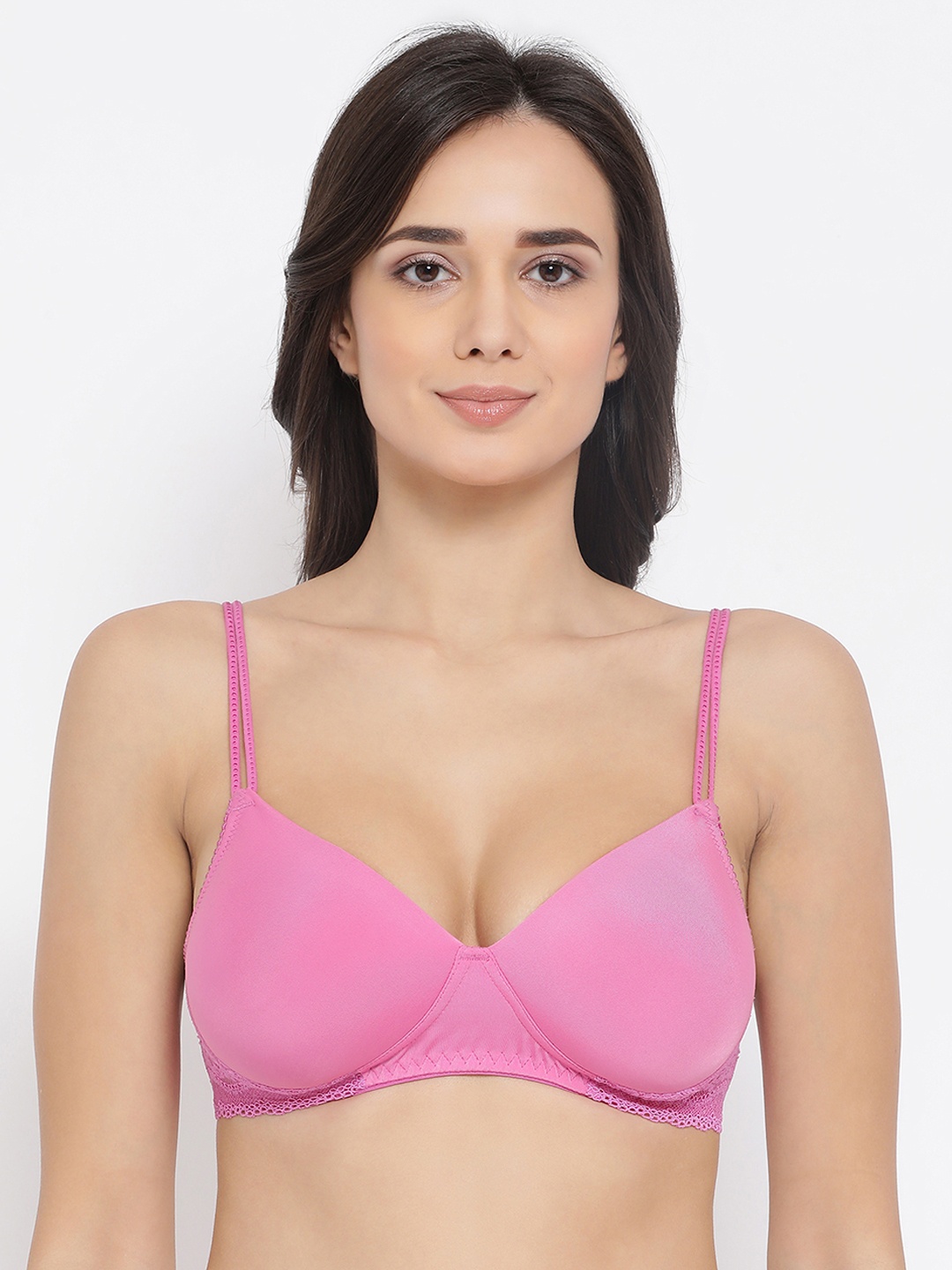 

Clovia Pink Solid Padded Non-Wired Tshirt Bra BR1945P22