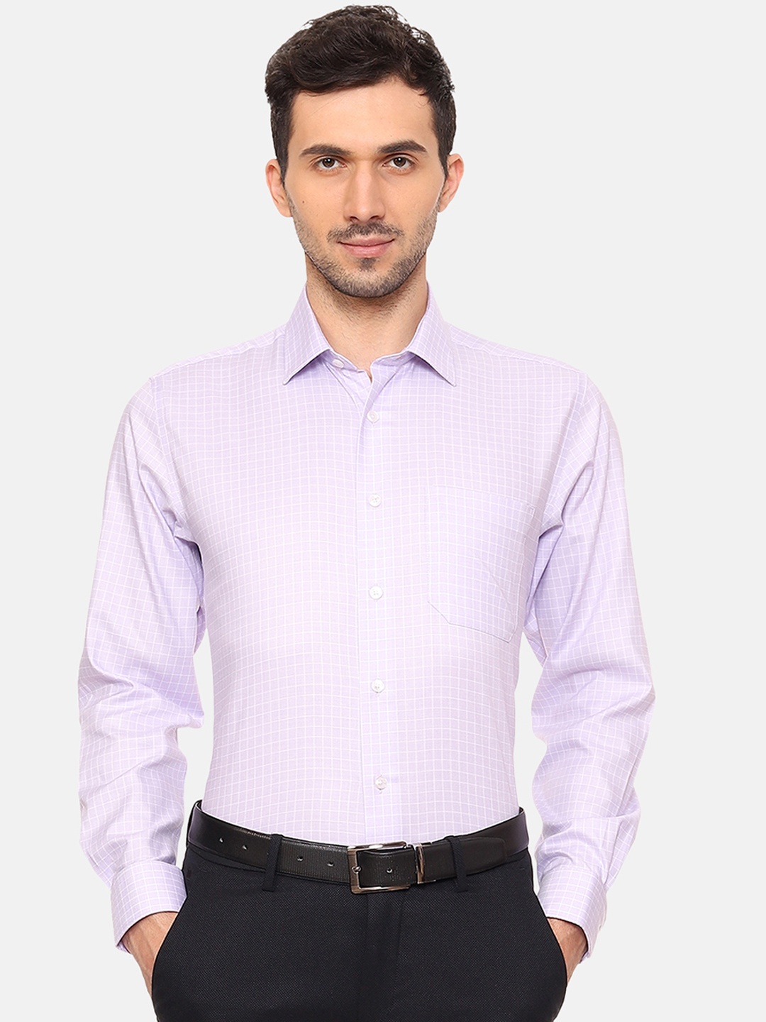 

Louis Philippe Men Purple Slim Fit Checked Formal Shirt
