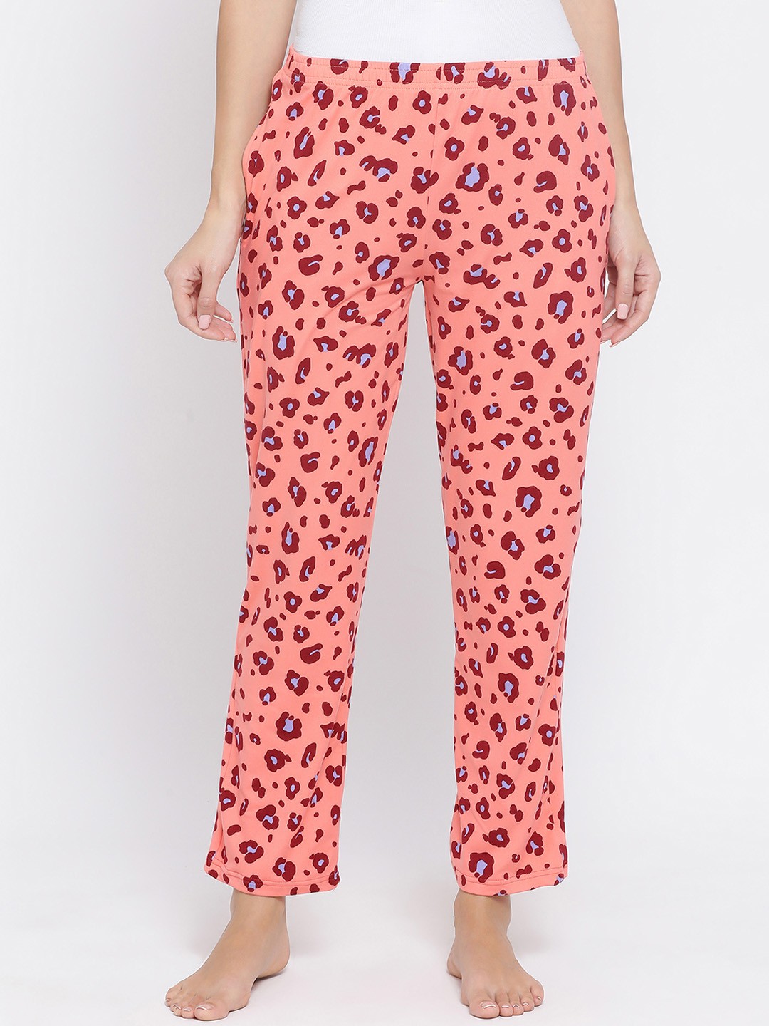 

Clovia Women Peach-Coloured & Maroon Lounge Pants LB0176A16S