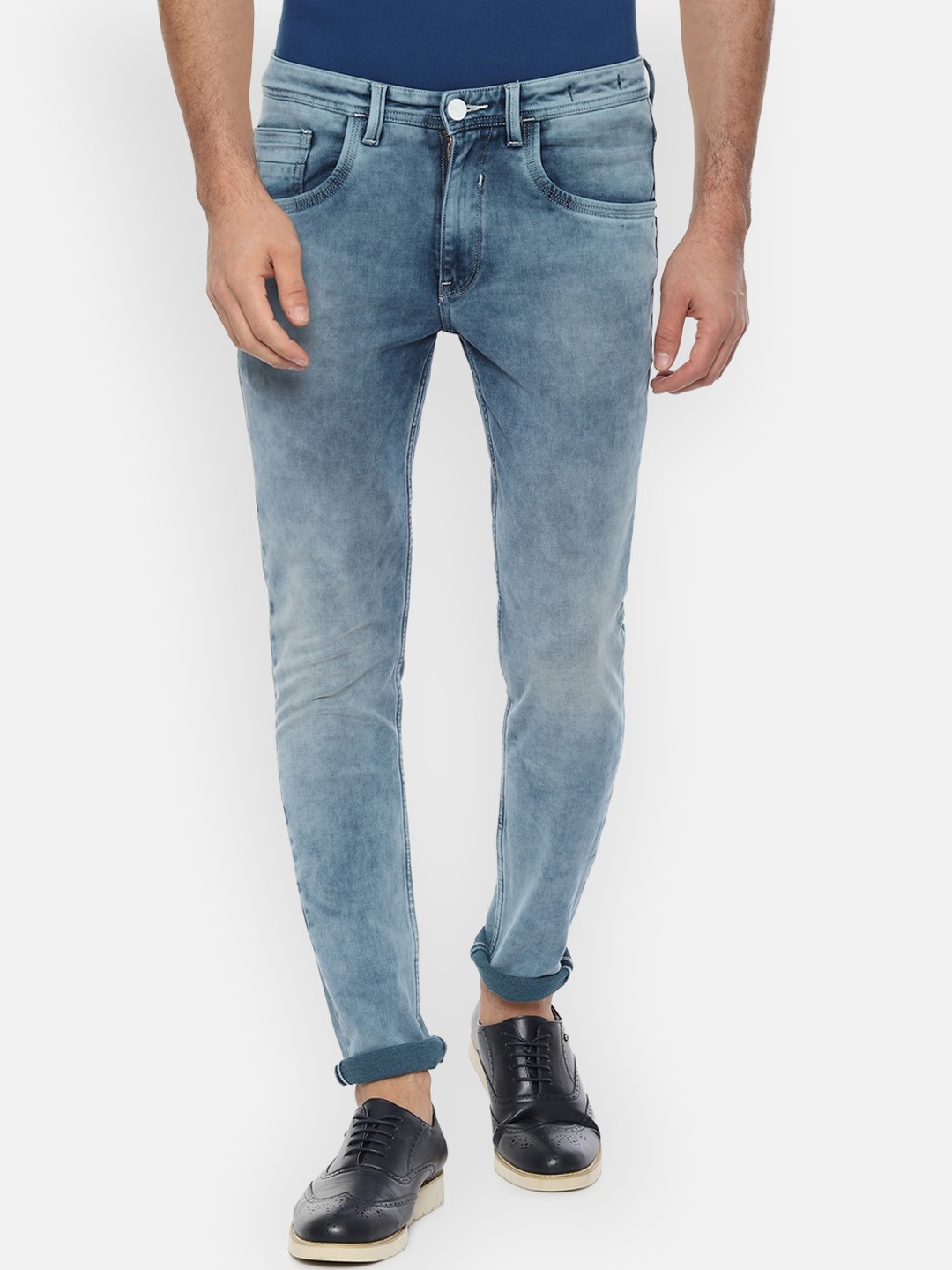 

V Dot Men Blue Slim Fit Mid-Rise Clean Look Stretchable Jeans