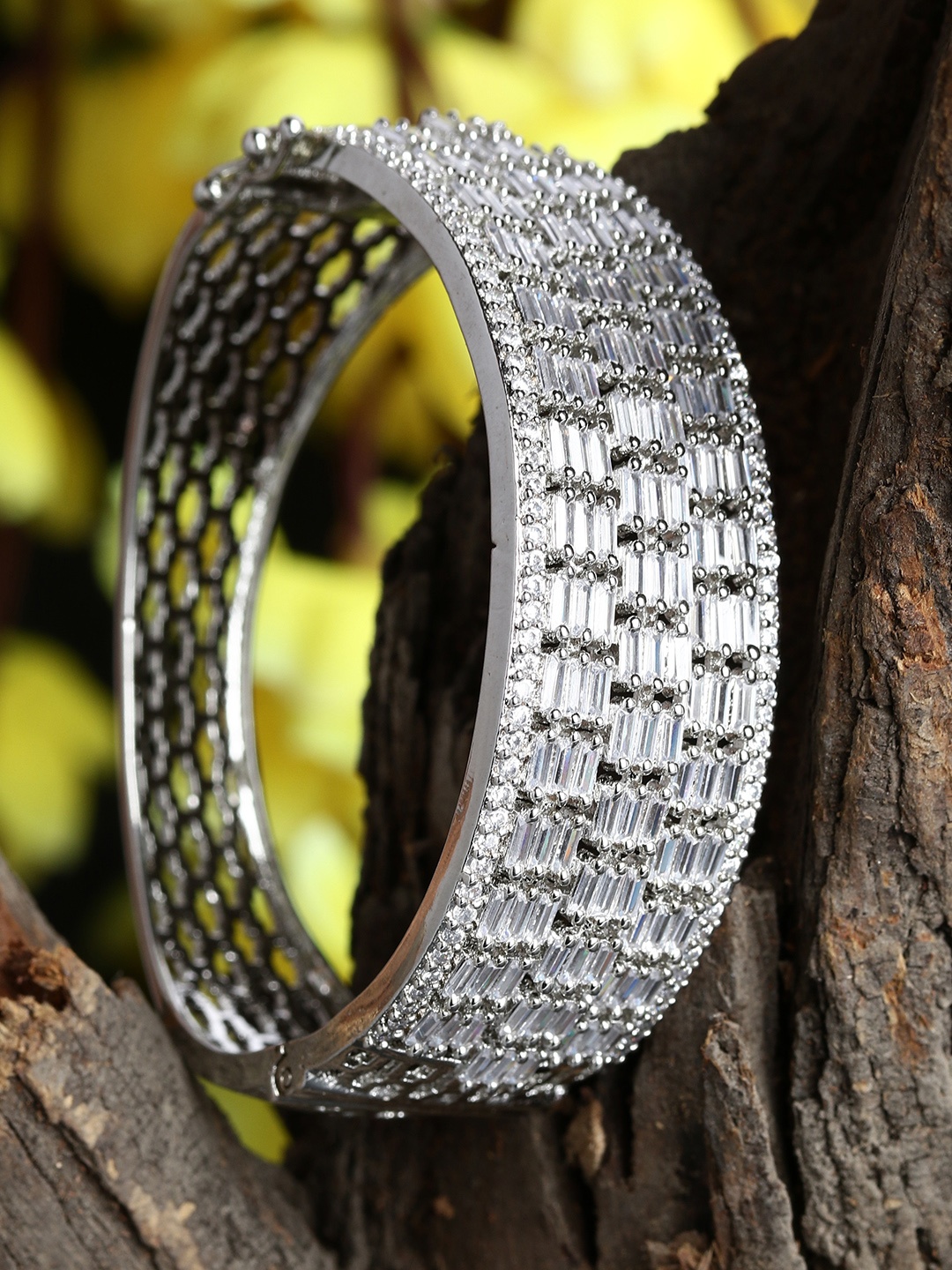 

Bhana Fashion Silver-Plated Handcrafted Bangle-Style Bracelet