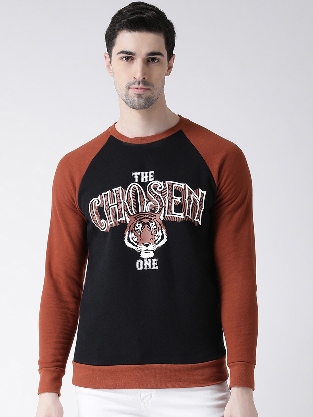 

Leo Sansini Men Black & Rust Brown Printed Sweatshirt