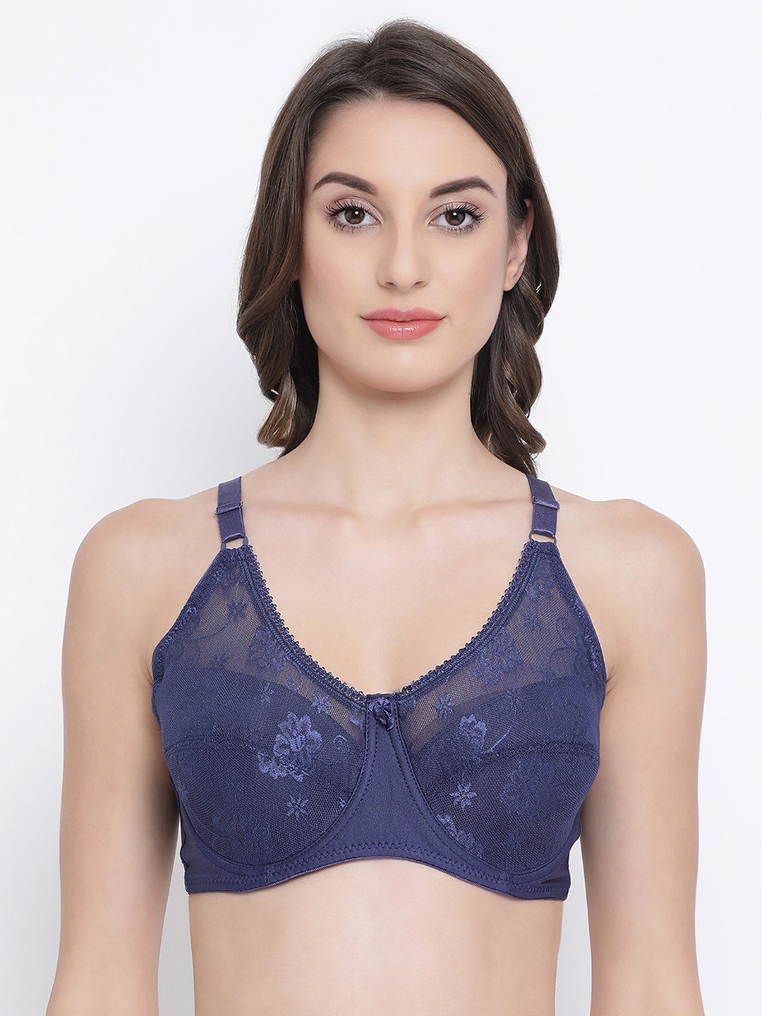 

Clovia Navy Blue Solid Padded Wired Full Figure Bra BR1982P0836C