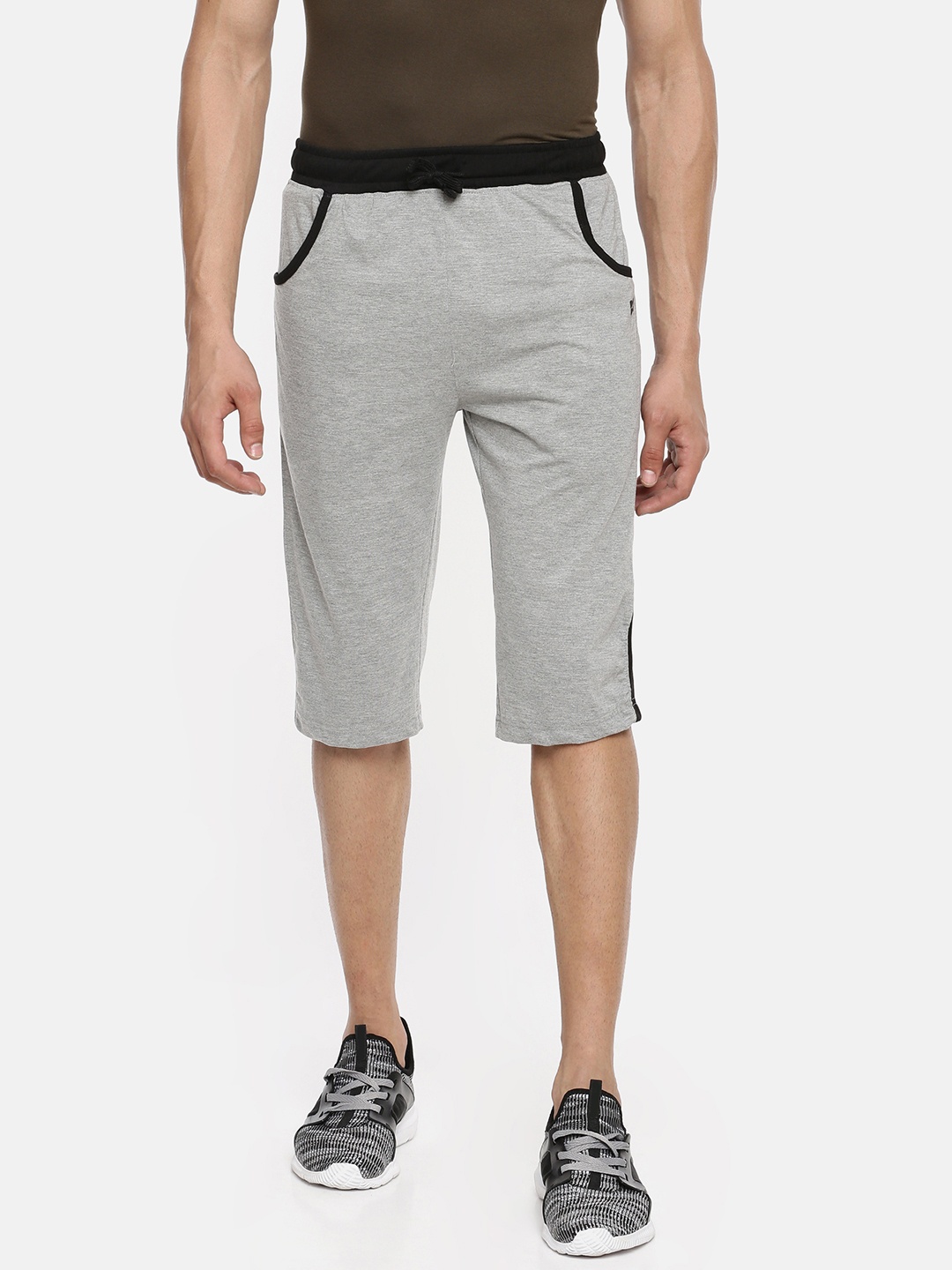 Dollar Bigboss Men Grey Melange Solid Regular Fit Regular Shorts