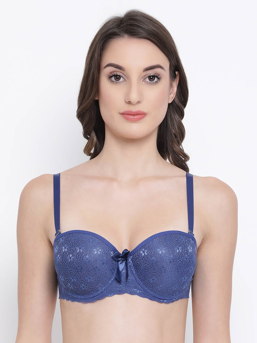 

Clovia Blue Lace Underwired Heavily Padded Push-Up Bra BR1991P08