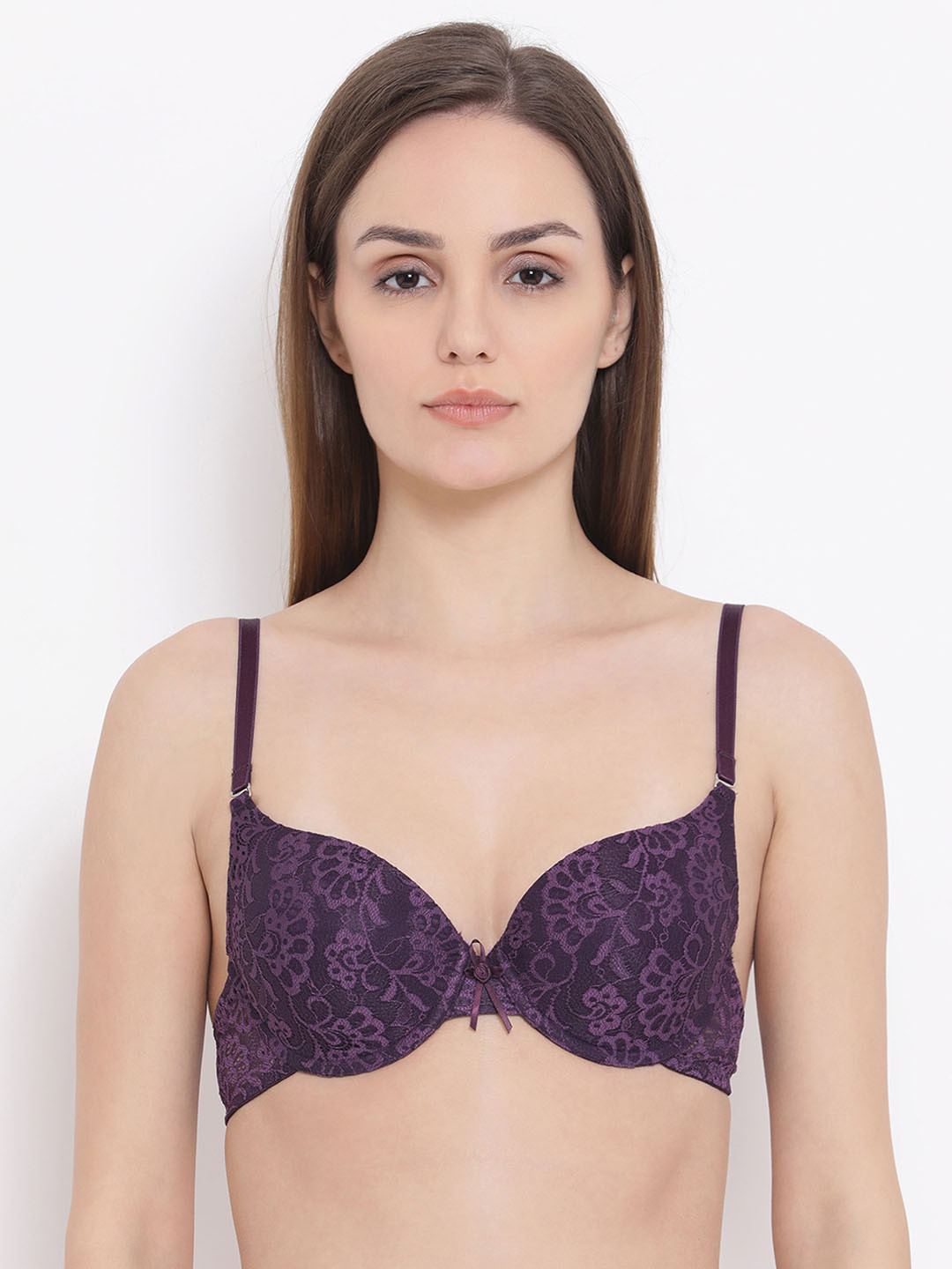 

Clovia Purple Self Design Lace Non-Wired Lightly Padded Everyday Bra BR1931P15