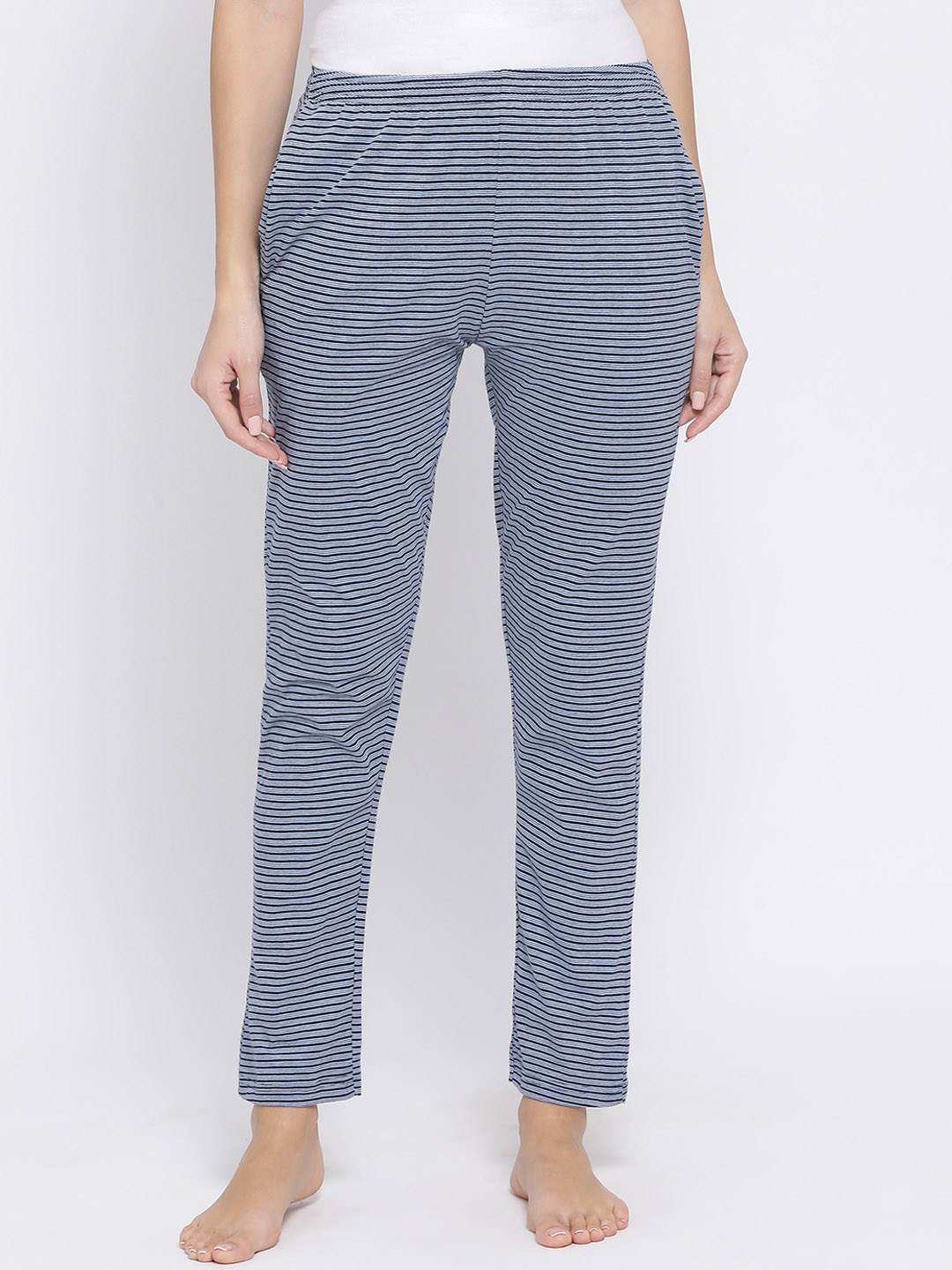

Clovia Women Blue Striped Lounge Pants LB0175D08S