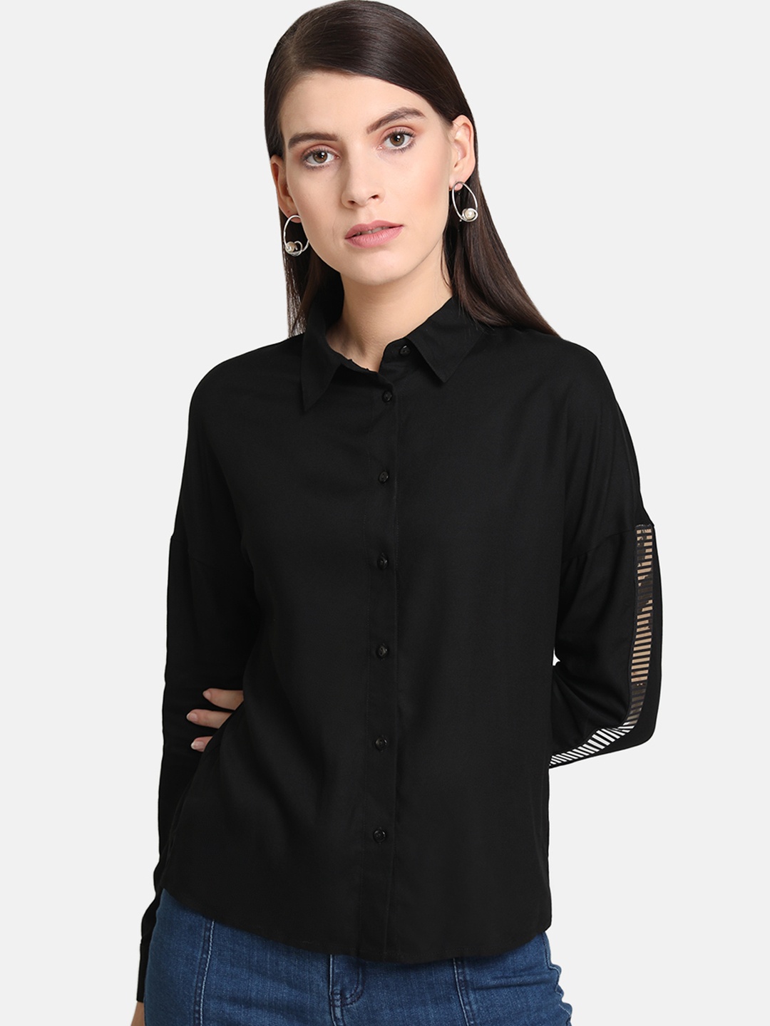 

Kazo Women Black Regular Fit Solid Casual Shirt