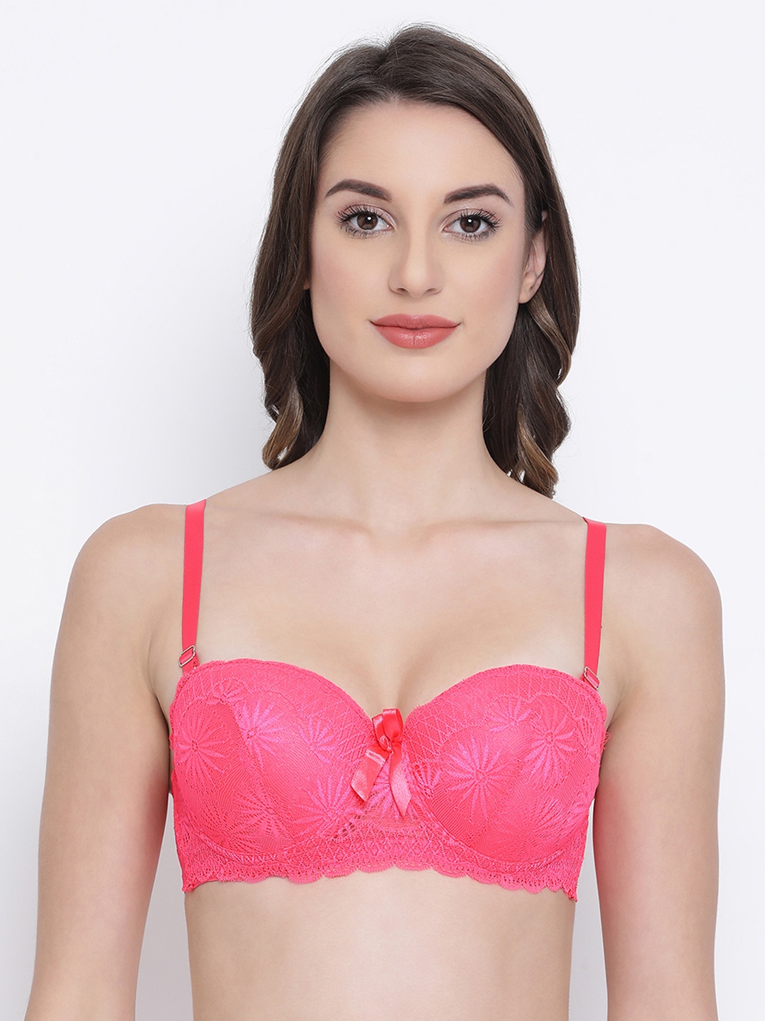 

Clovia Pink Padded Wired Balconette Push-Up Bra BR1990P1434B